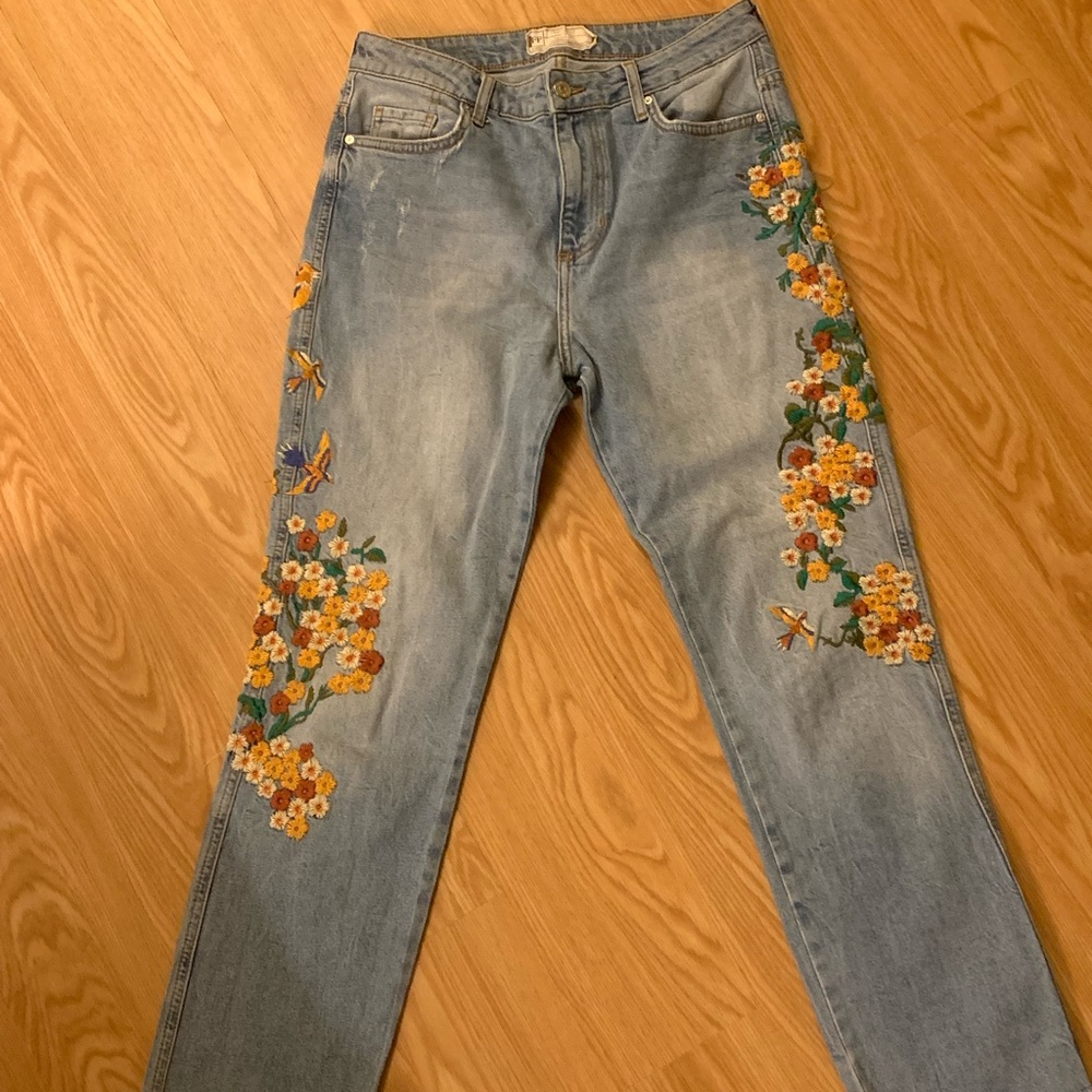 Free People Embroidered Jeans